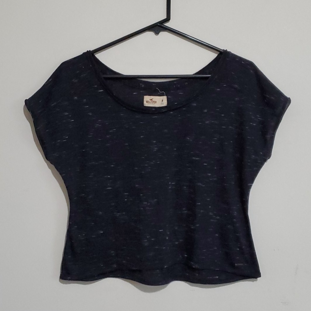 Black Hollister Wide-Neck Croptop
